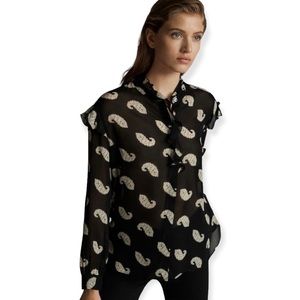 Massimo Dutti Paisley Print Ruffle Detail Blouse